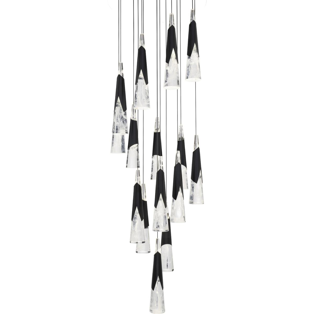Modern Forms PD-44415R-BK Kilt 15 Light 23 inch Black Multi-Light Pendant Ceiling Light