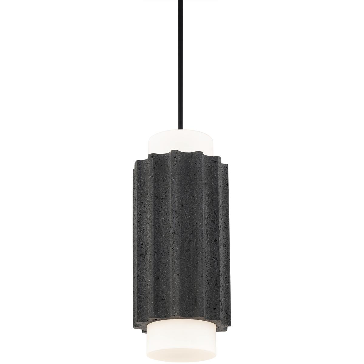 Modern Forms PD-62516-35-BV/BK Caviar LED 7 inch Basalt Stone and Black Mini-Pendant Ceiling Light in 3500K, Bassalt Stone and Black