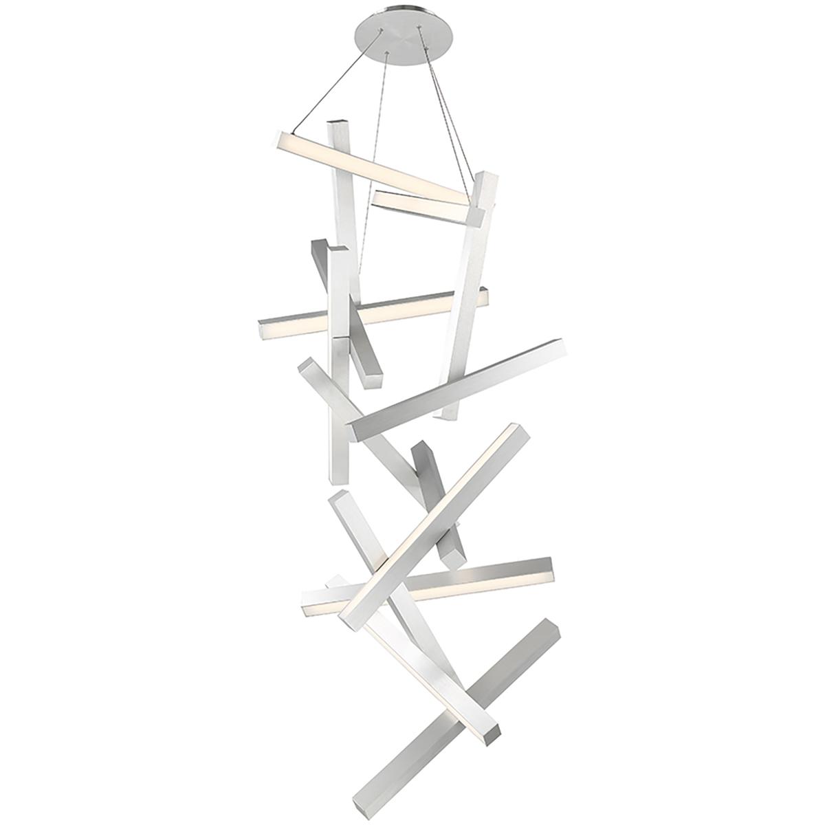 Modern Forms PD-64875-AL Chaos LED 28 inch Brushed Aluminum Chandelier Ceiling Light in 15, 75in.