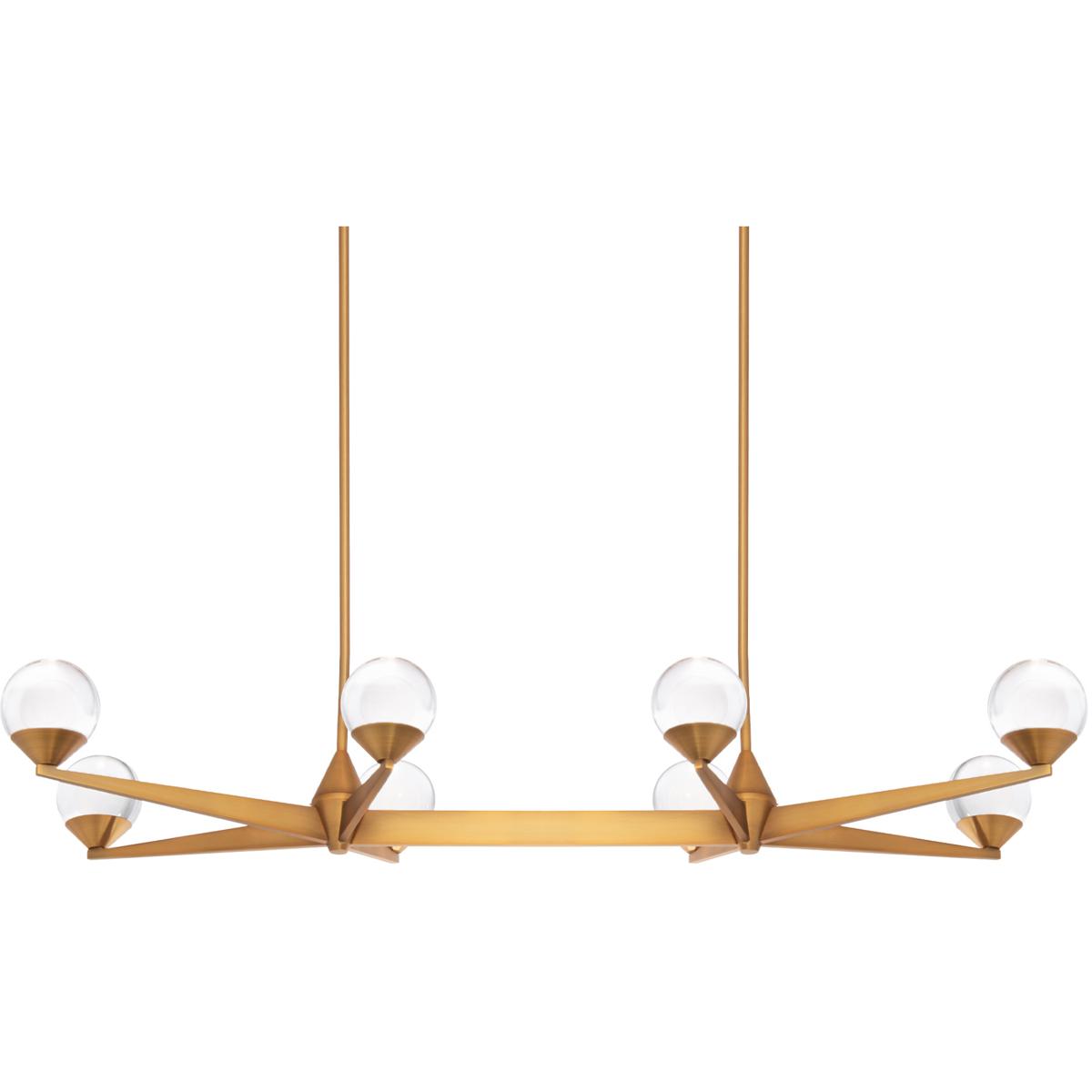 Double Bubble Linear Chandelier, Aged Brass, 43.9 in.