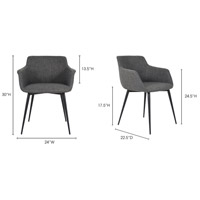 Moe's Home Collection EJ-1016-25 Ronda Grey Arm Chair, Set of 2 alternative photo thumbnail