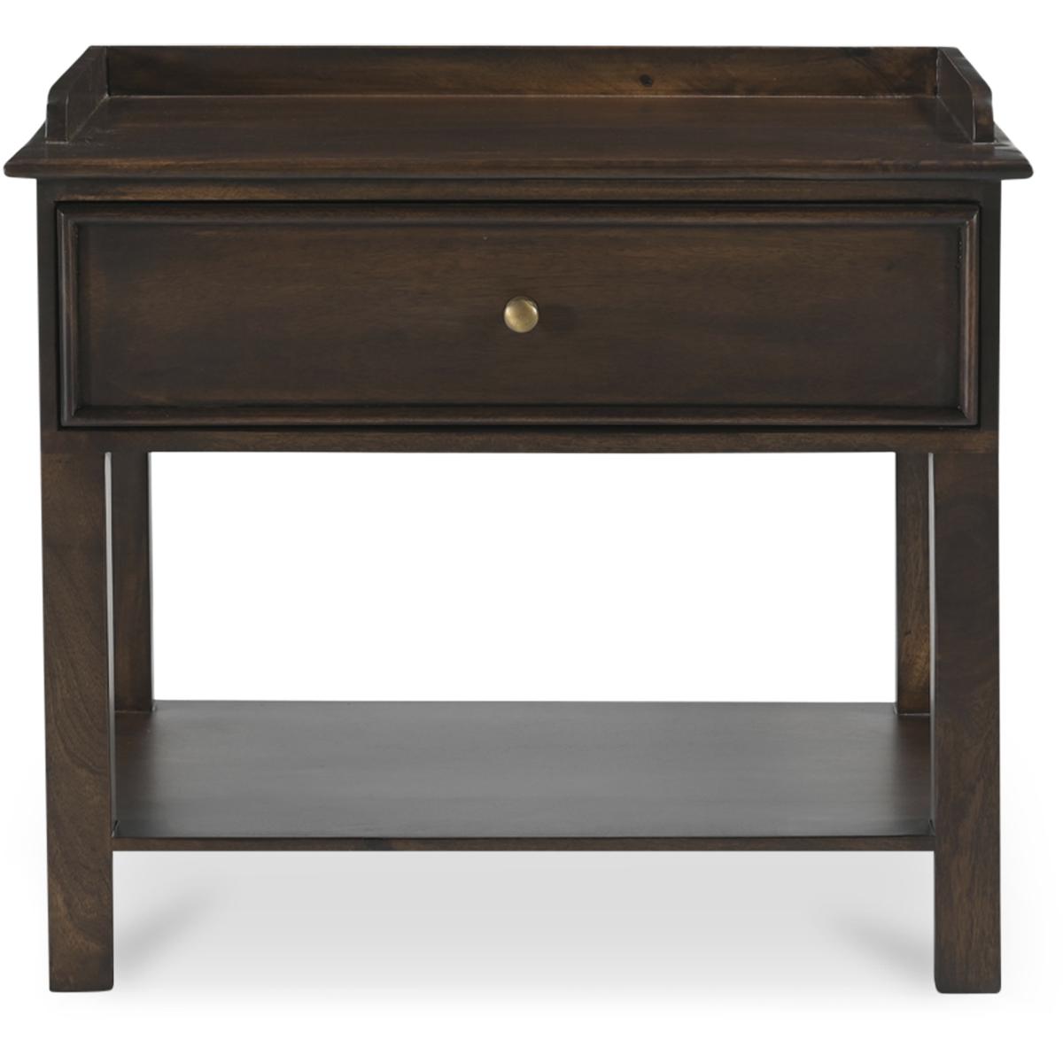 Maire Modern Classic Dark Brown Mango Wood Nightstand