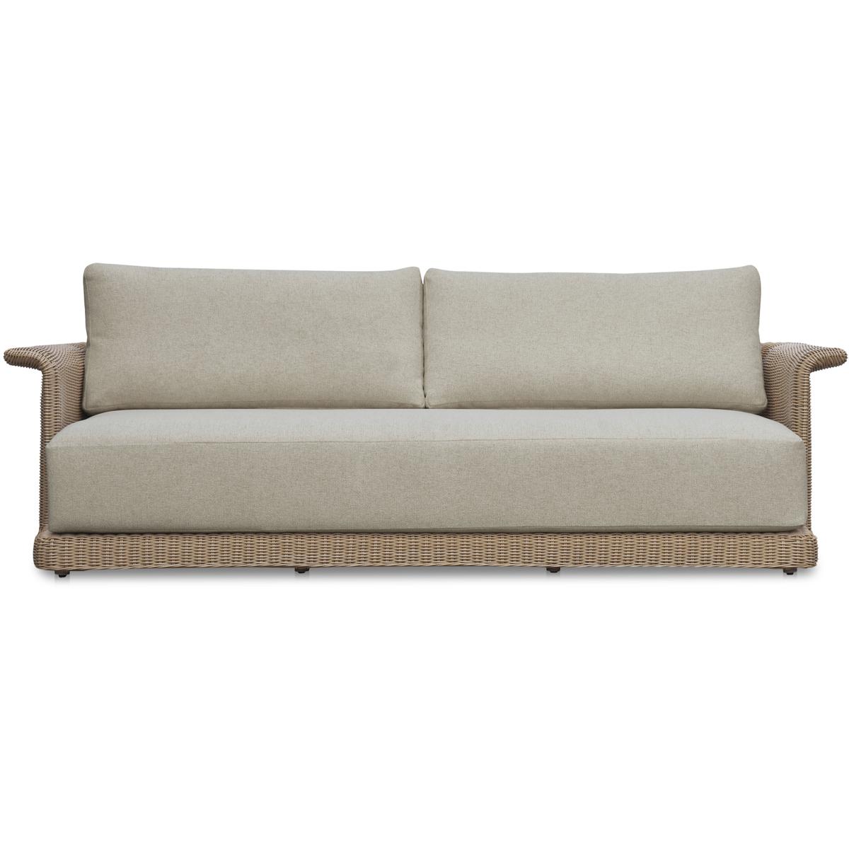 Raffan Coastal Beach Beige Performance Woven Wicker Outdoor Sofa - 91"