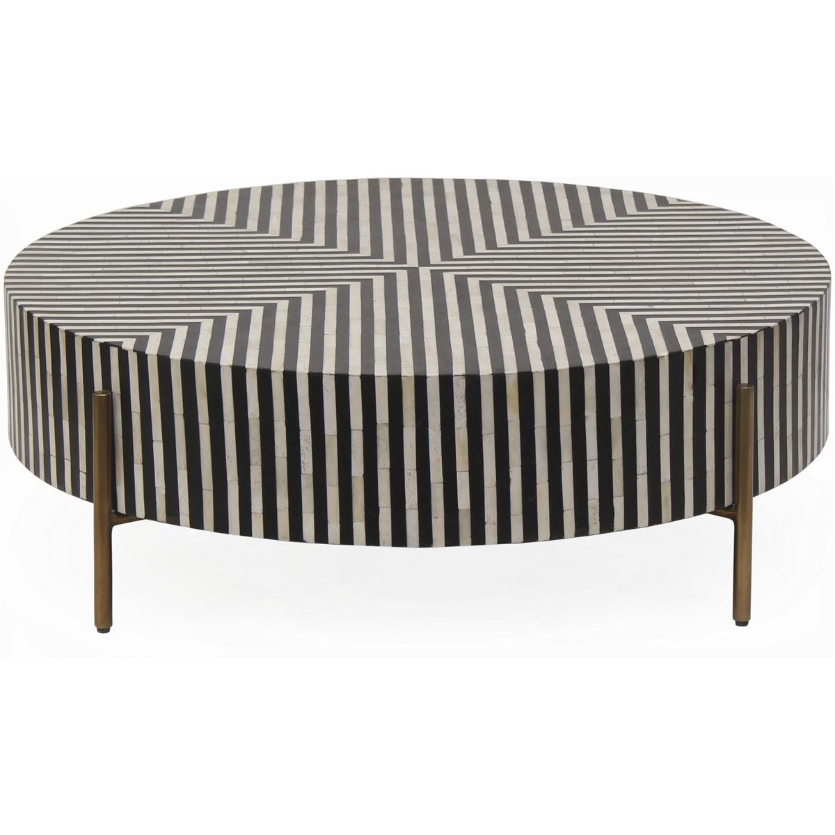 Moe's Home Collection GZ-1147-37 Chameau 36 X 12 inch Black/White and Brass Coffee Table