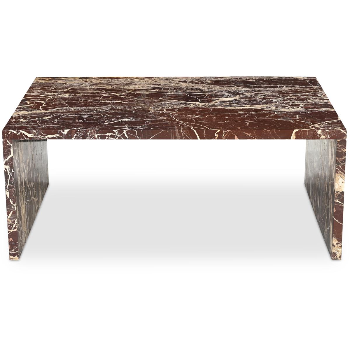 Freya Modern Classic Red Rosso Levanto Marble Rectangular Coffee Table