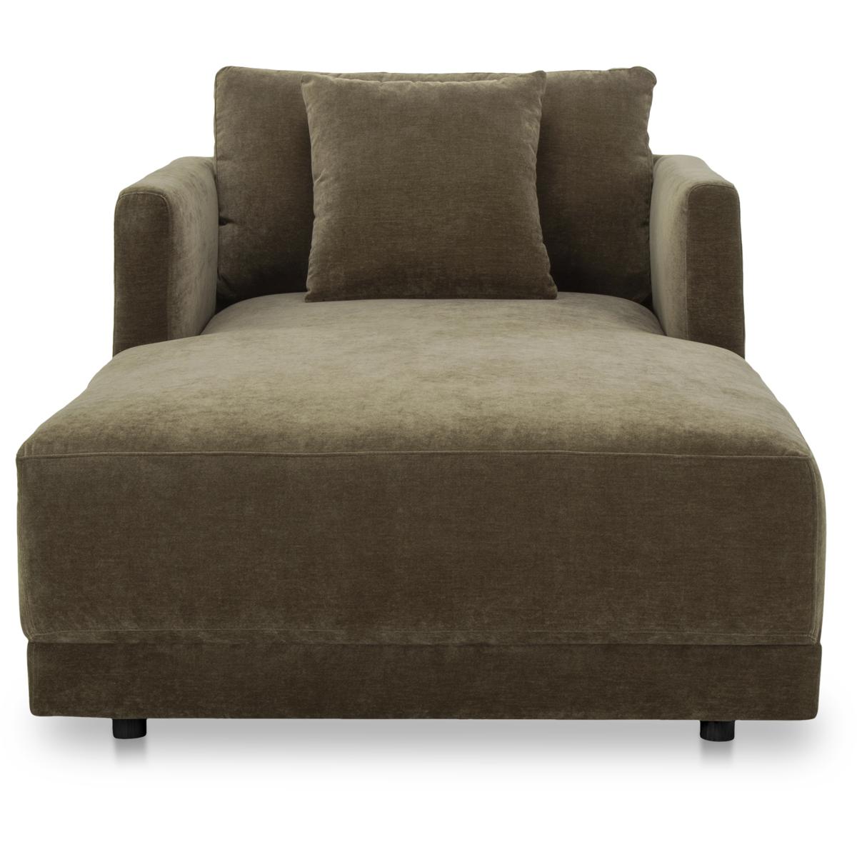 Hanz Modern Classic Olive Green Velvet Chaise Lounge