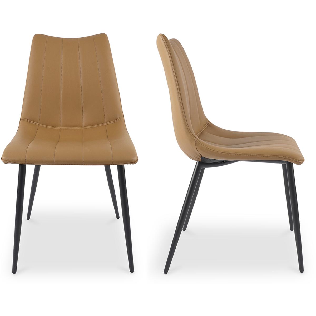 Alibi Leather Brown Upholstered Side Dining Chair - Set of Two