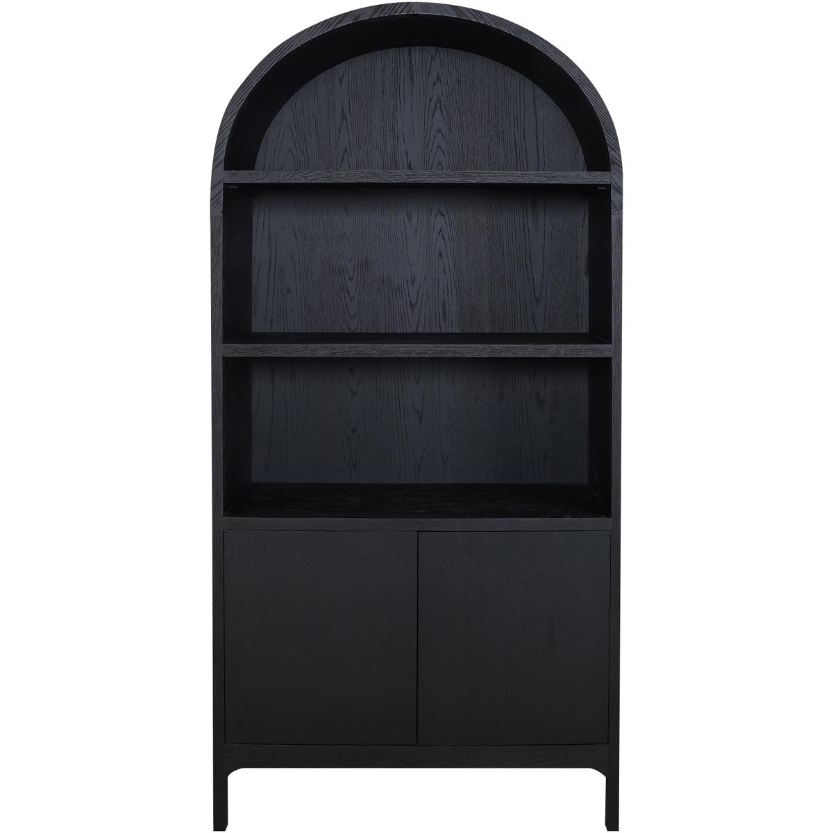 Olivia Modern Classic Black Oak Wood Arched Display Cabinet