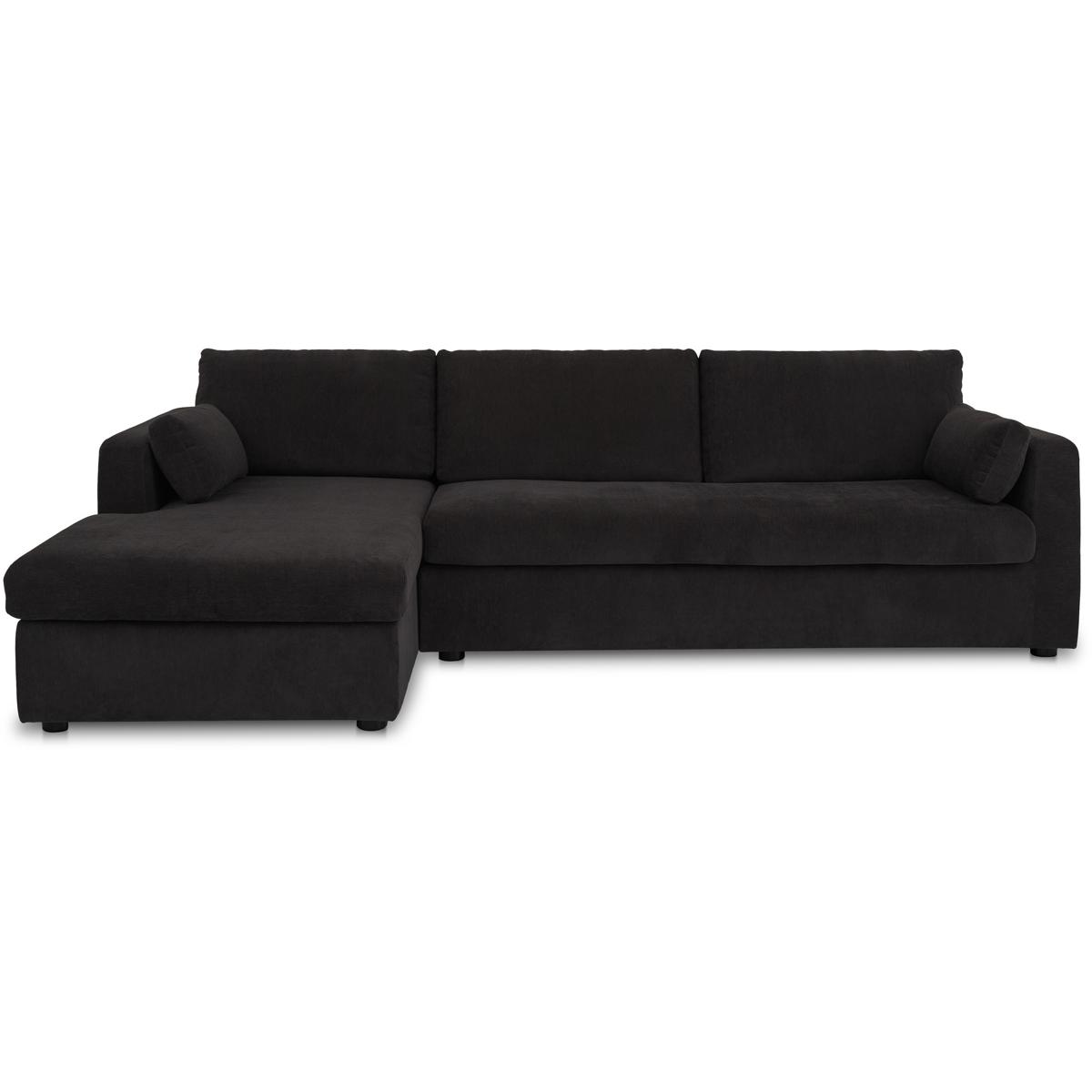 Moe's Home Collection VV-1007-02-L-0 Burrow VV Black Sleeper Sectional With Storage Chaise in Left, Left