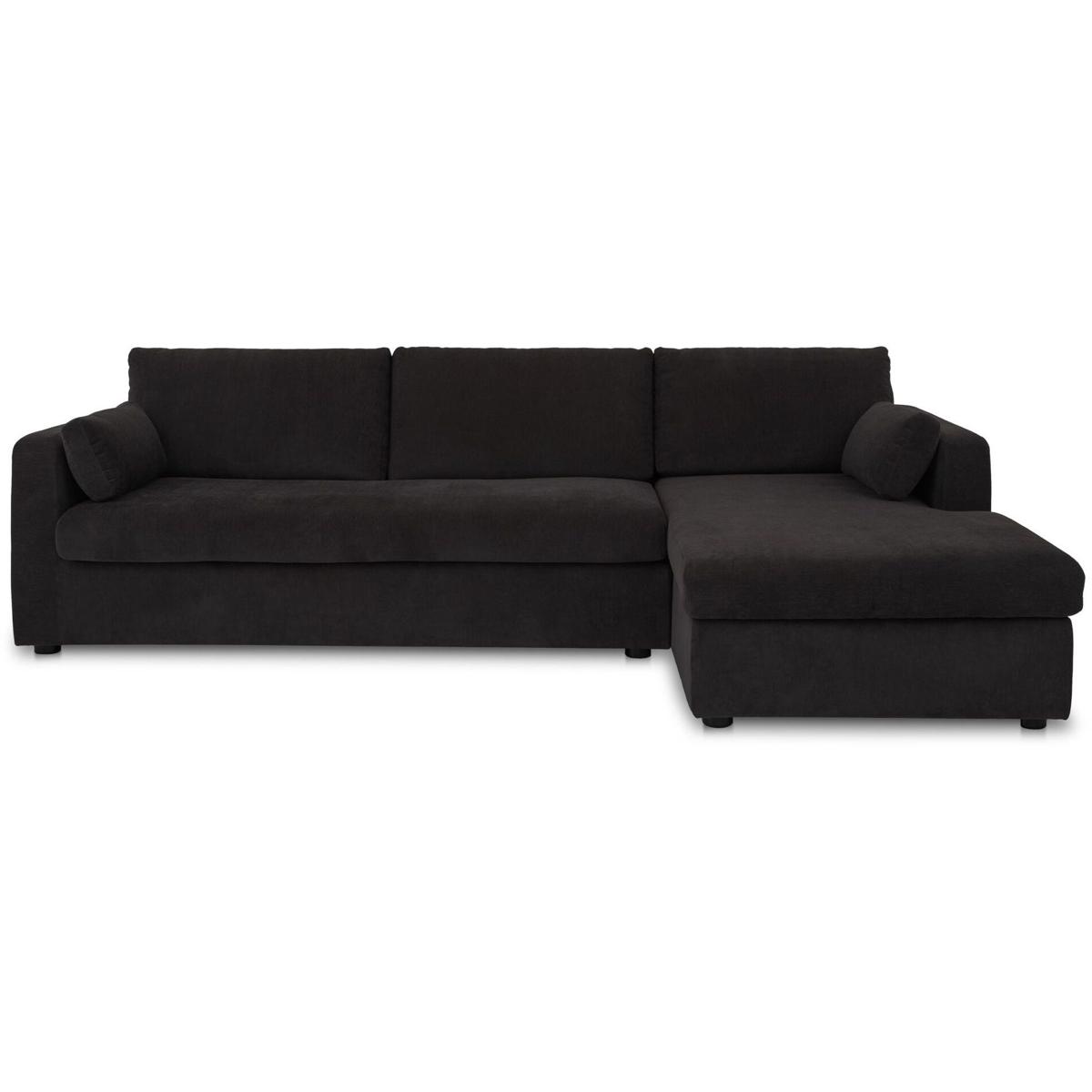 Moe's Home Collection VV-1007-02-R-0 Burrow VV Black Sleeper Sectional With Storage Chaise in Right, Right