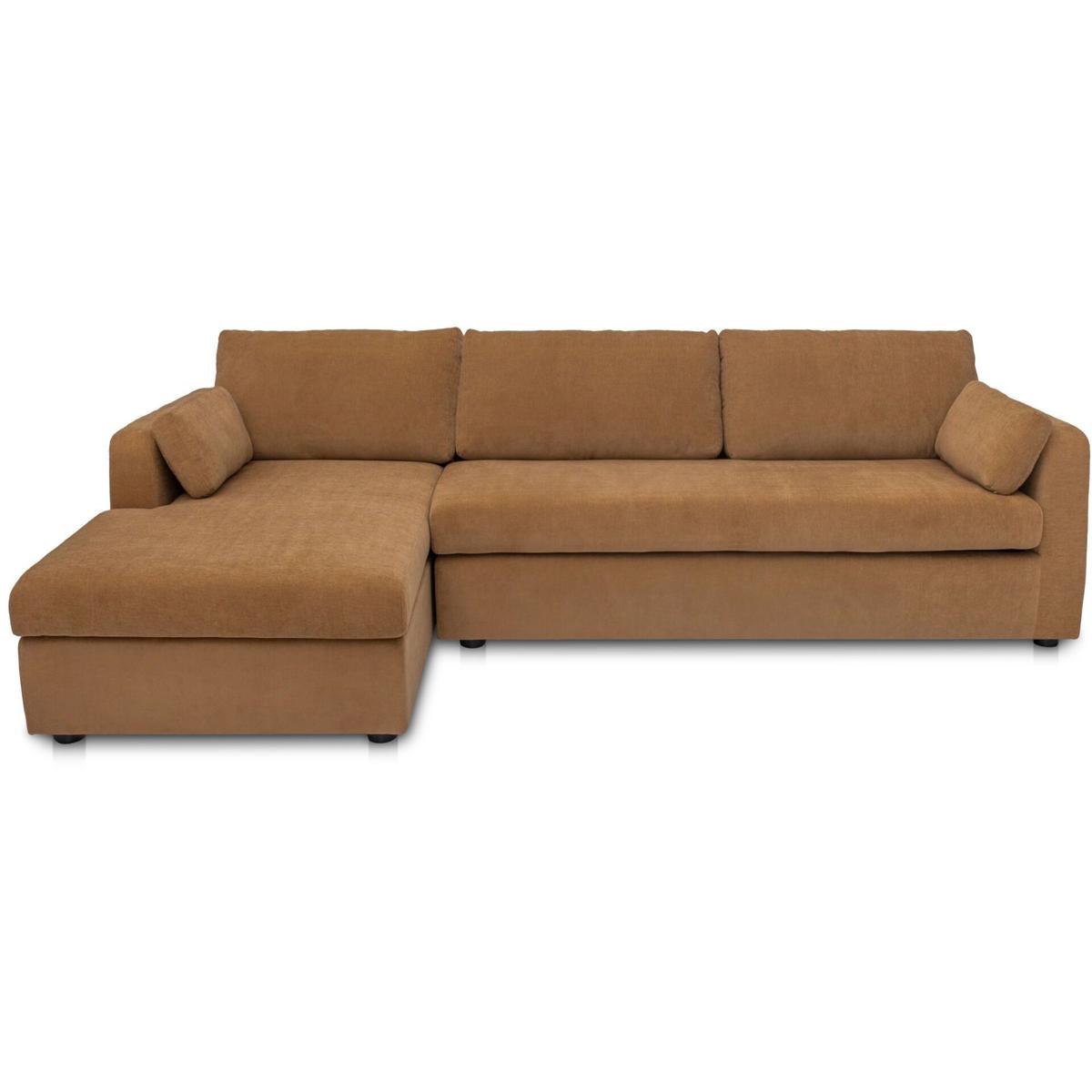 Moe's Home Collection VV-1007-23-L-0 Burrow VV Ginger Sleeper Sectional With Storage Chaise in Left, Brown, Left