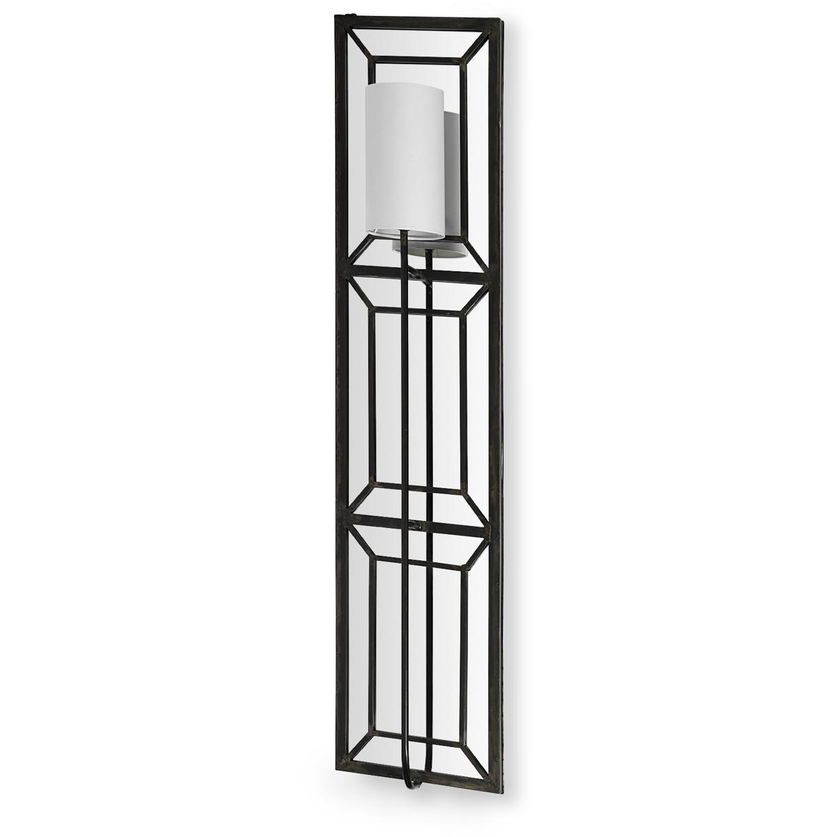 Noah 12.2x55 Black Metal w/White Fabric Shade Rectangular Wall Sconce
