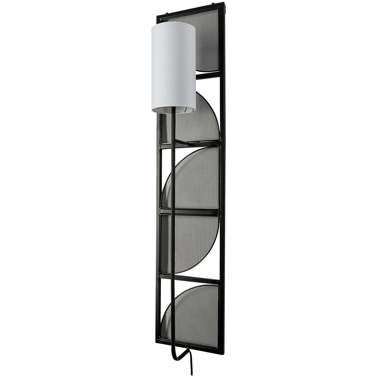 Navin 10x46.5 Black Metal Body White Fabric Shade Rectangular Wall Sconce
