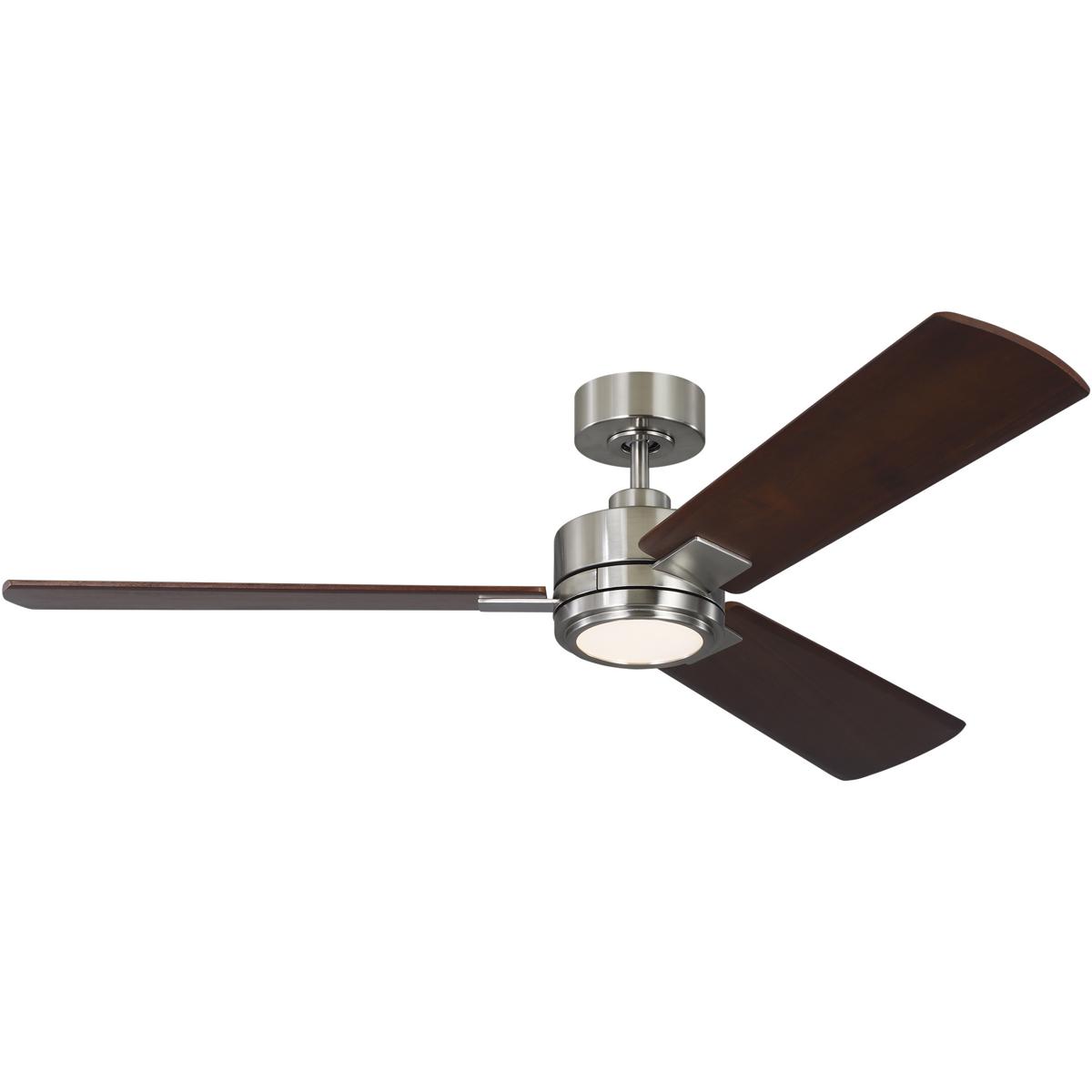 Visual Comfort Fan Collection 3HASM56BSD Lauren Ralph Lauren Harris 56 inch Brushed Steel with Dark Walnut Blades Ceiling Fan