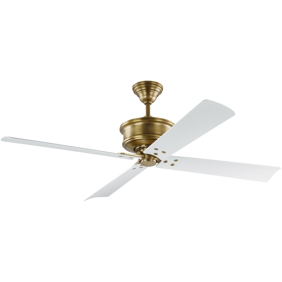 Visual Comfort Fan Collection 4SBWR56HAB Subway 56 inch Hand Rubbed Antique Brass with Matte White Blades Indoor/Outdoor Ceiling Fan in Hand-Rubbed An