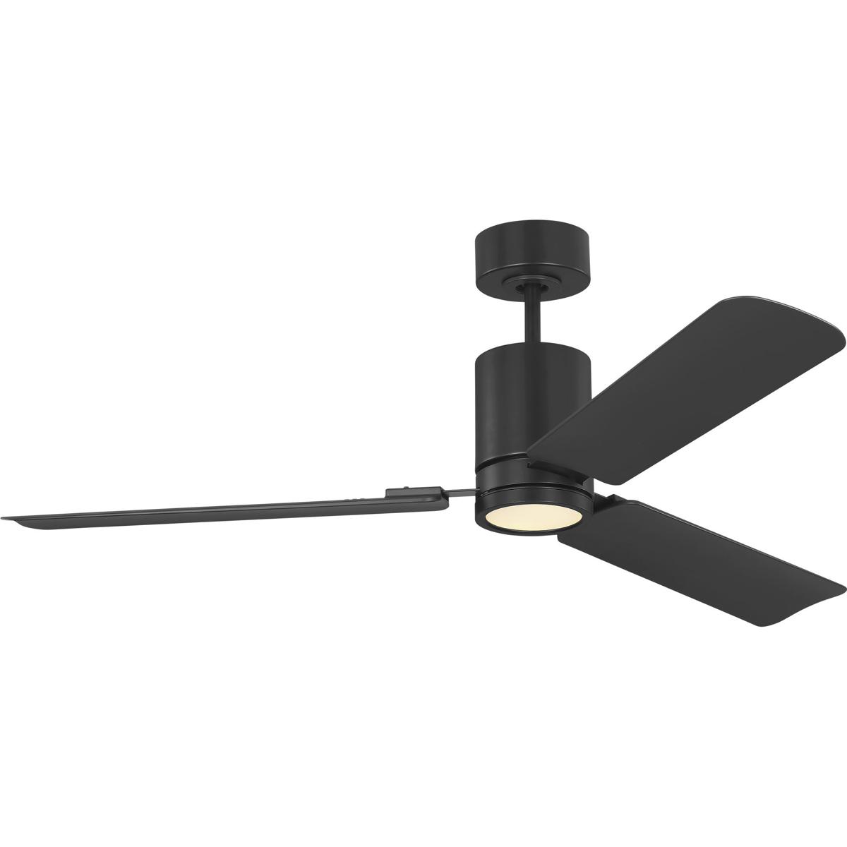 Visual Comfort Fan Collection 3CCSM54MBKD Cleancut 54 inch Midnight Black with Midnight Black ABS Blades Indoor/Outdoor Smart Ceiling Fan