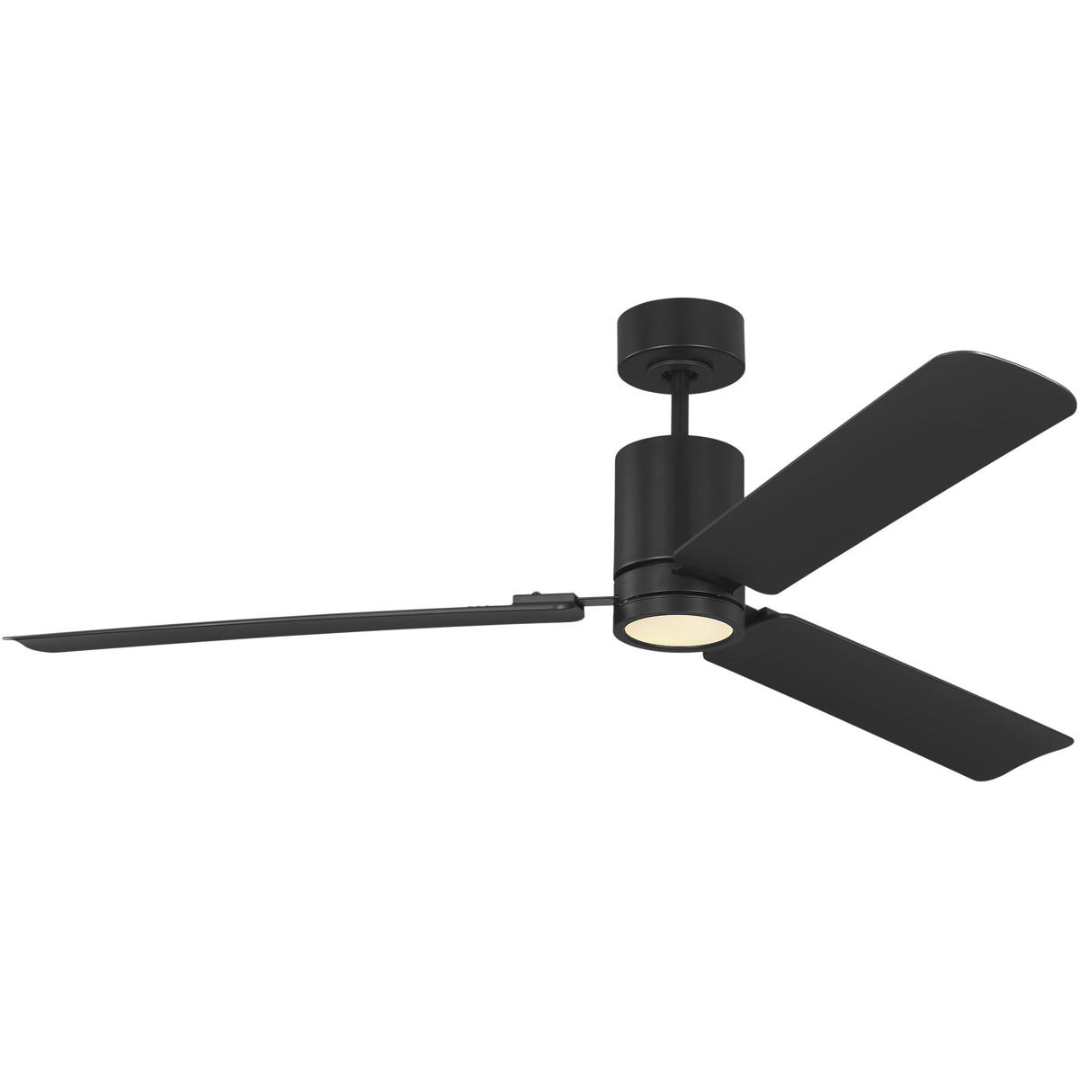 Visual Comfort Fan Collection 3CCSM62MBKD Cleancut 62 inch Midnight Black with Midnight Black ABS Blades Indoor/Outdoor Smart Ceiling Fan