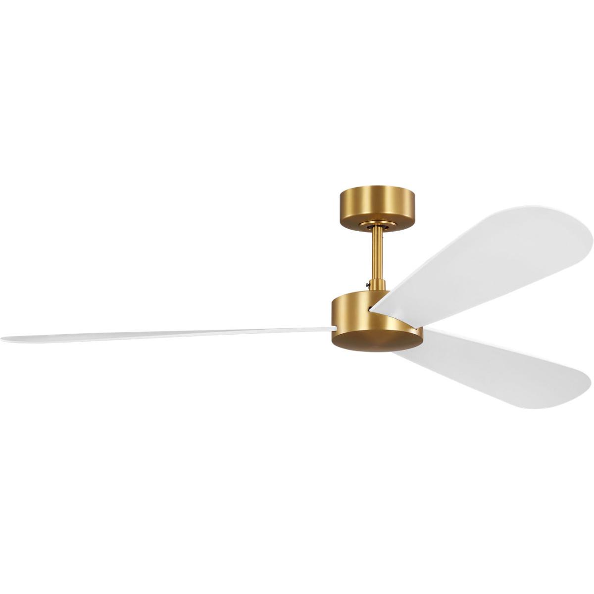 Visual Comfort Fan Collection 3PDSM60BBS Paddle 52 inch Burnished Brass with Matte White ABS Blades Indoor/Outdoor Smart Ceiling Fan