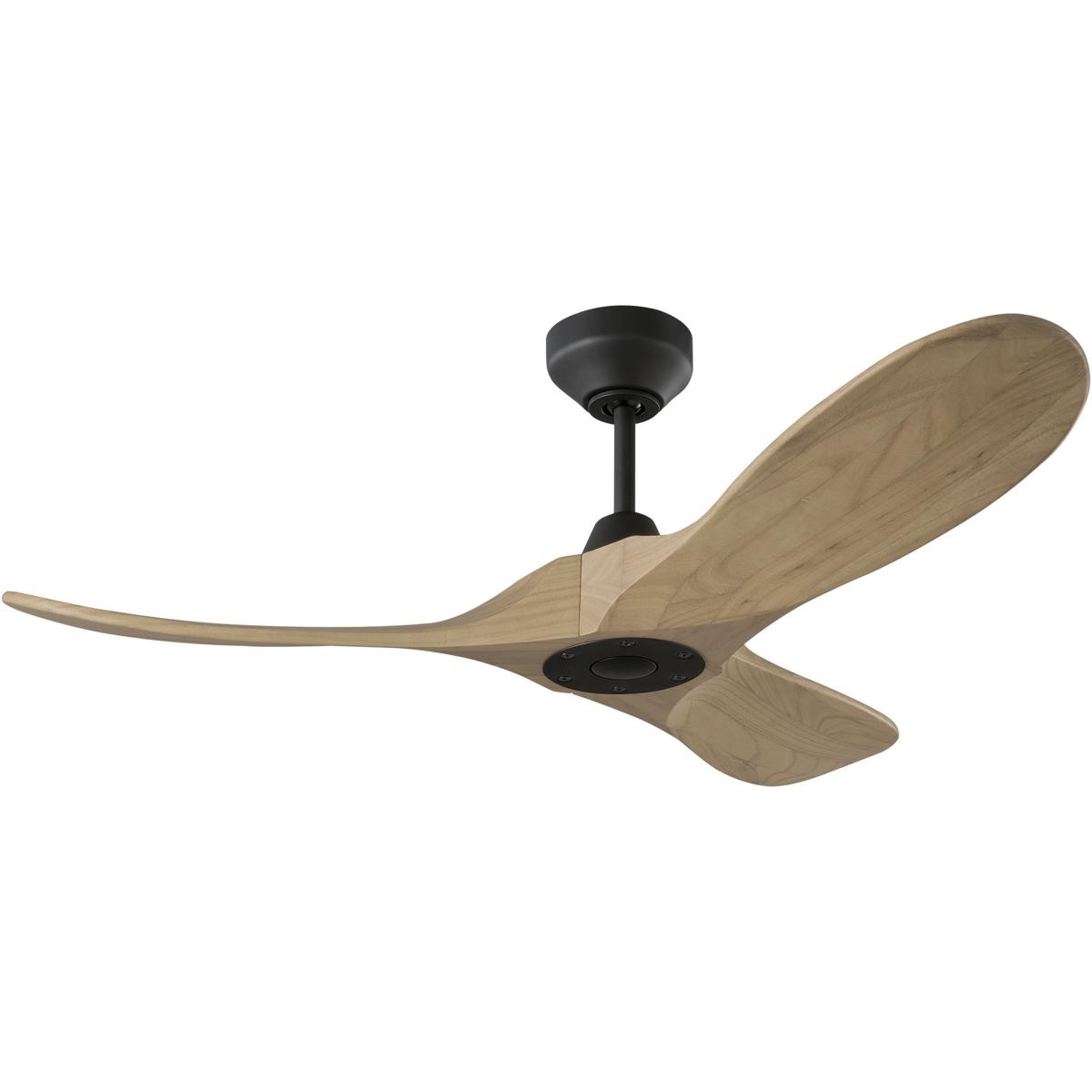 Visual Comfort Fan Collection 3MAVSM44MBKNH Maverick 44 inch Midnight Black with Natural Honey Blades Indoor/Outdoor Smart Ceiling Fan in Not Included