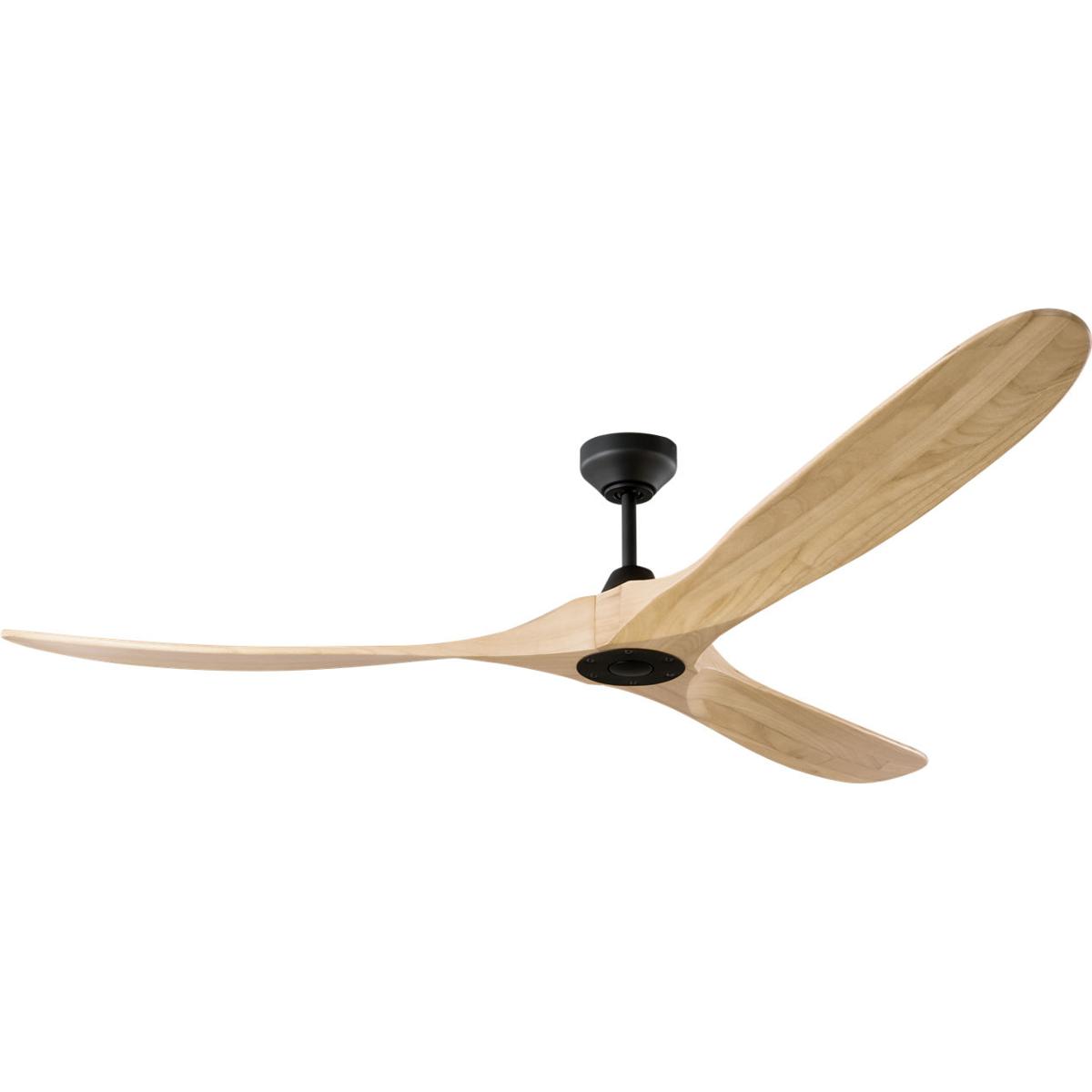 Visual Comfort Fan Collection 3MAVSM70MBKNH Maverick 70 inch Midnight Black with Natural Honey Blades Indoor/Outdoor Smart Ceiling Fan in Not Included
