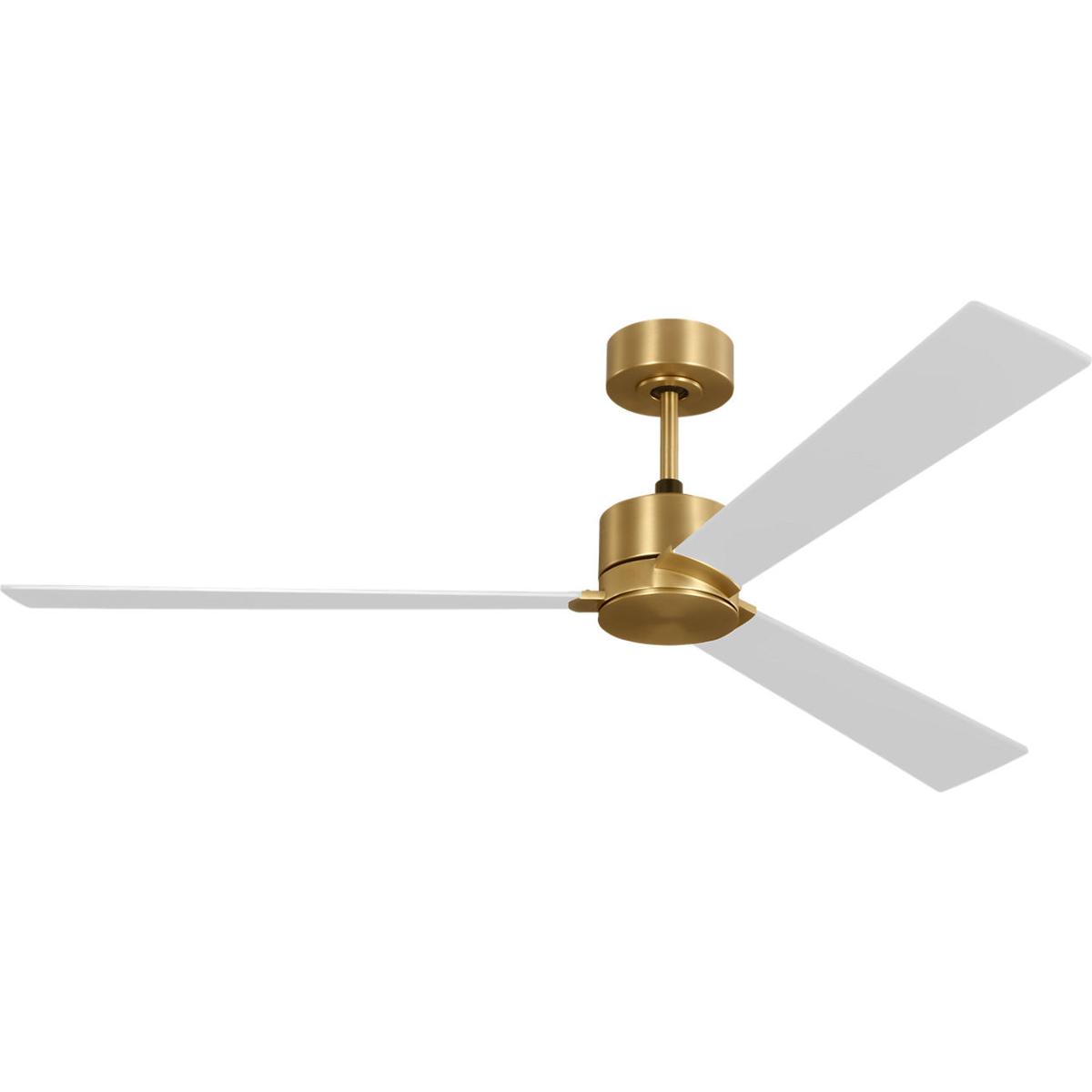 Visual Comfort Fan Collection 3RZSM60BBS Rozzen Smart 60 60 inch Burnished Brass with Matte White Blades Ceiling Fan