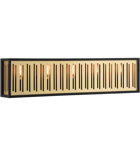 Matteo Lighting W67705mb Goldenguild 5 Light 34 Inch Matte Black And Brushed Gold Wall Sconce Wall Light
