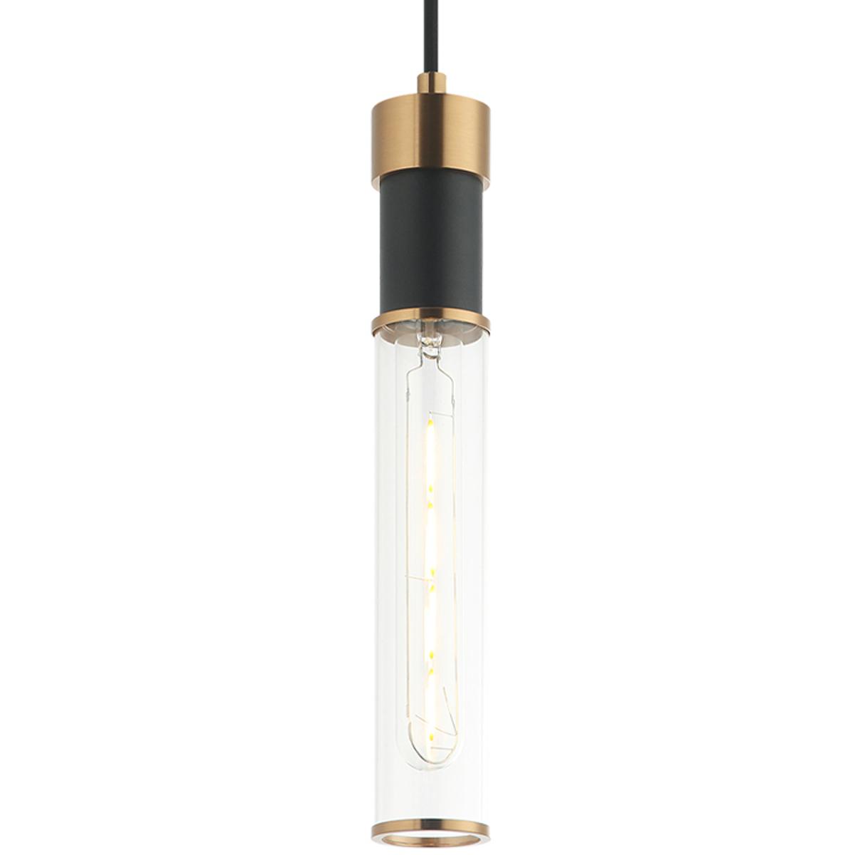 Matteo Lighting C61201MBAG Tubo 1 Light 2 inch Matte Black and Aged Gold Brass Pendant Ceiling Light
