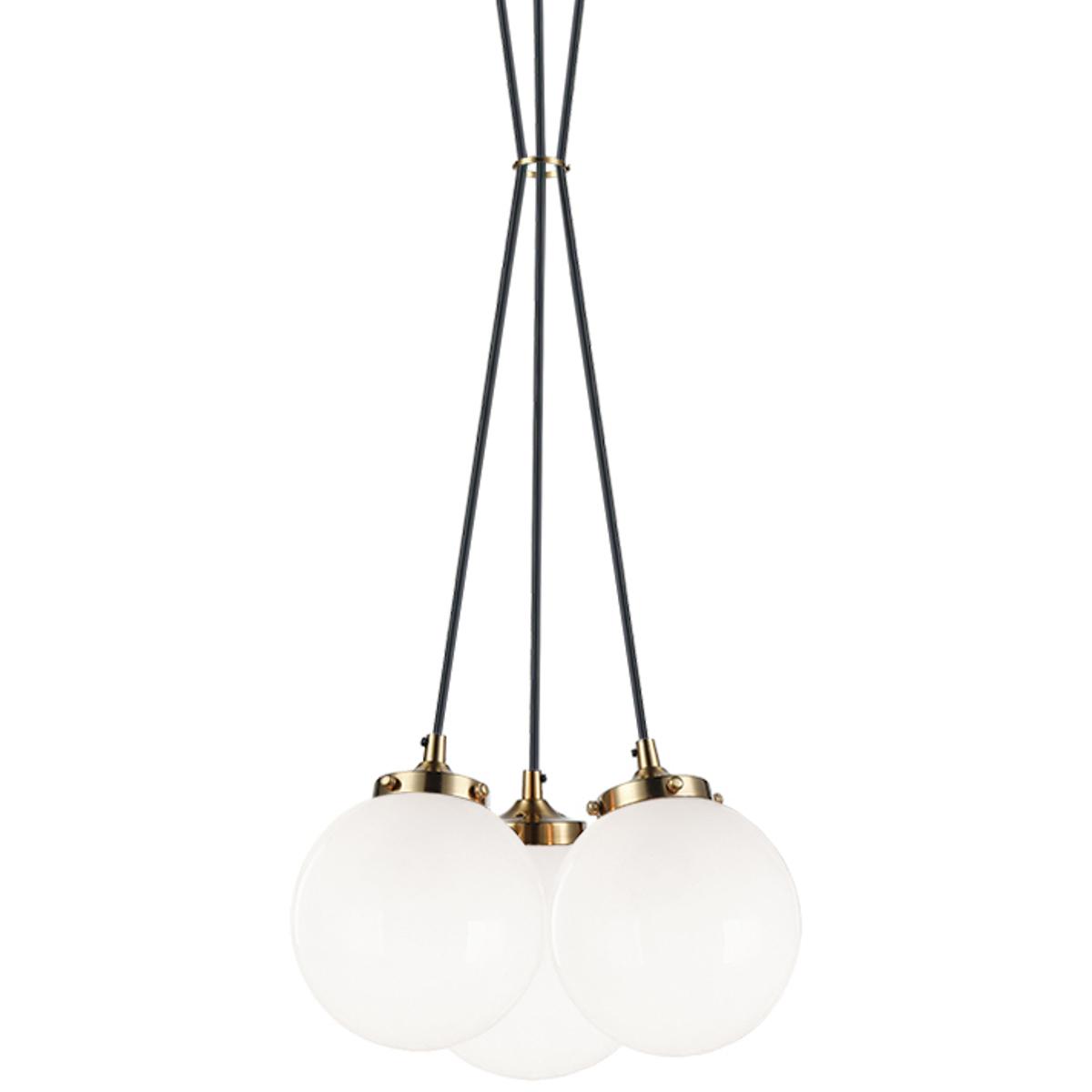 Matteo Lighting C63003AGOP The Bougie 3 Light 12.75 inch Aged Gold Brass Pendant Ceiling Light in Aged Gold Brass and Opal Glass
