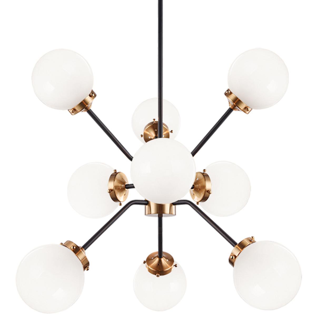 Matteo Lighting C72309AGOP Maru 9 Light 28.25 inch Aged Gold Brass Chandelier Ceiling Light in Aged Gold Brass and Opal Glass