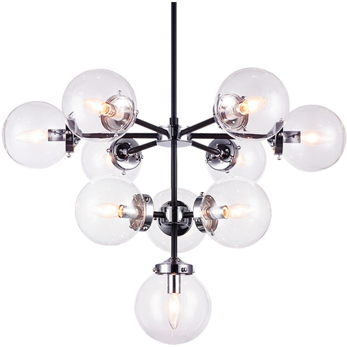 Matteo Lighting C72310CHCL Maru 10 Light 29.38 inch Chrome Chandelier Ceiling Light in Chrome and Clear