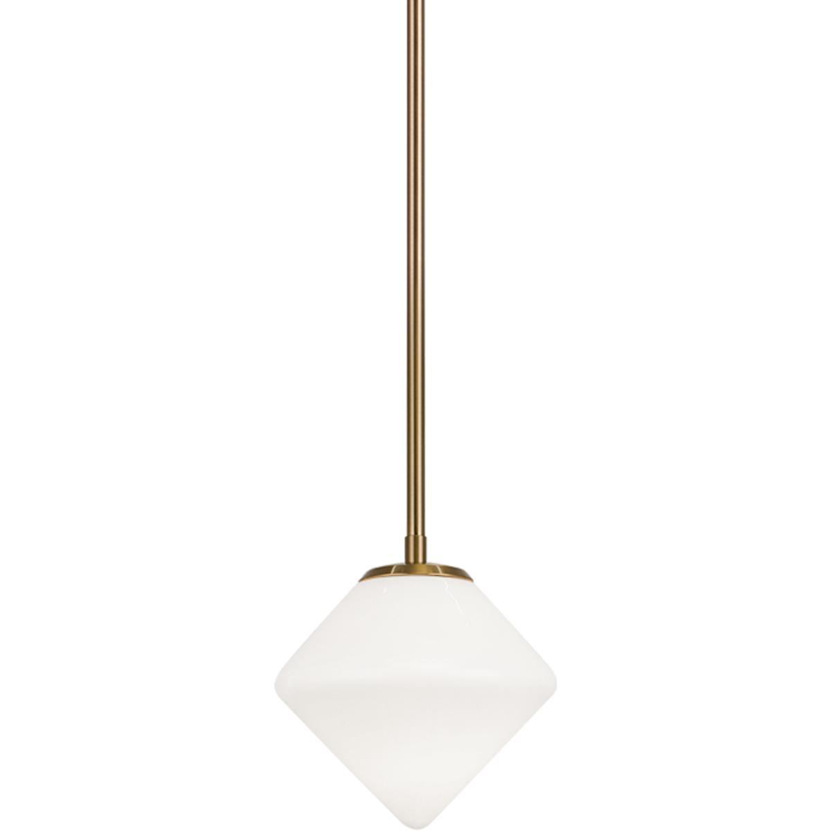 Matteo Lighting C81751AGOP Novo 1 Light 7.88 inch Aged Gold Brass Chandelier Ceiling Light in Aged Gold Brass and Opal Glass