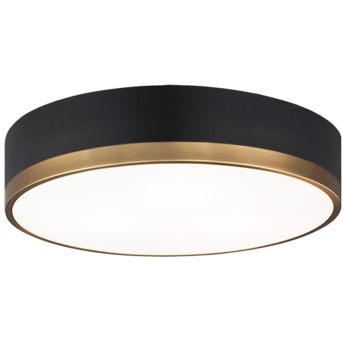 Matteo Lighting M14303BKAG Trydor 3 Light 16 inch Black and Aged Gold Brass Flush Mount Ceiling Light