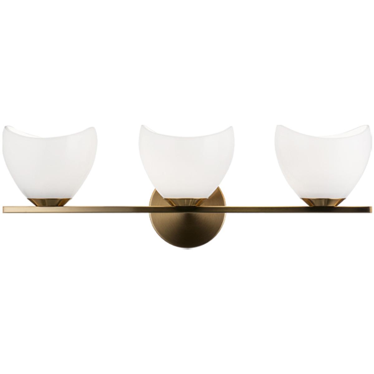 Matteo Lighting S04203AGOP Uptowne 3 Light 21.25 inch Aged Gold Brass Bath Vanity Light Wall Light in Aged Gold Brass and Opal Glass