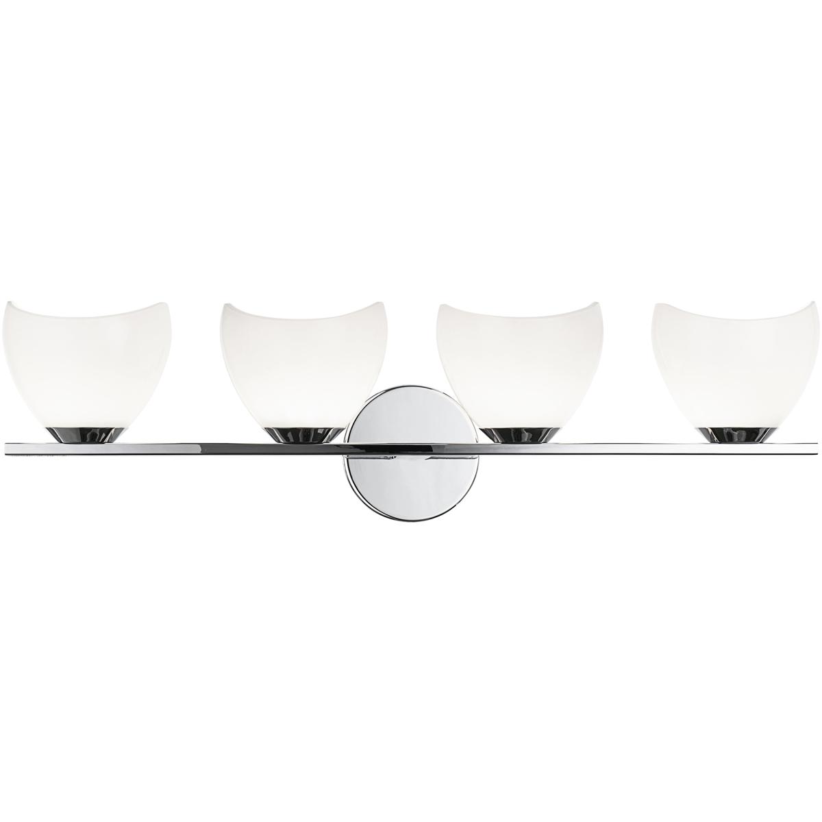Matteo Lighting S04204CHOP Uptowne 4 Light 26.75 inch Chrome Bath Vanity Light Wall Light in Chrome and Opal Glass