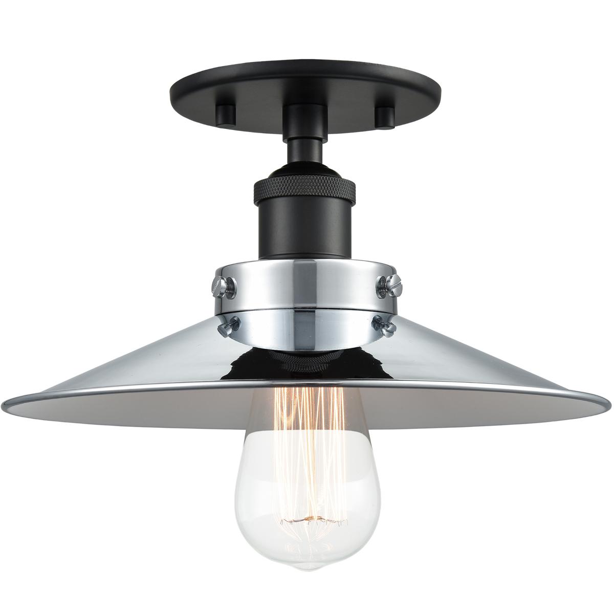 Matteo Lighting X46111BKCH Bulstrode's Workshop 1 Light 10.25 inch Black Flush Mount Ceiling Light in Black and Chrome