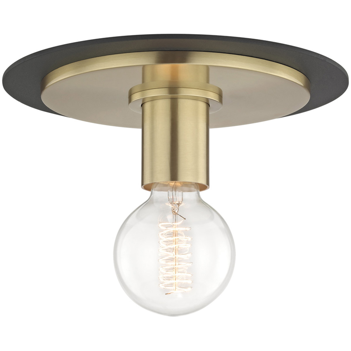 Mitzi H137501S-AGB/BK Milo 1 Light 9 inch Aged Brass Flush Mount Ceiling Light in Aged Brass and Black