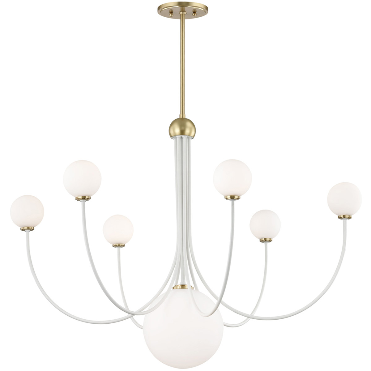 Mitzi H234807-AGB/WH Coco LED 39.5 inch Aged Brass and White Chandelier Ceiling Light in Aged Brass/Soft Off White
