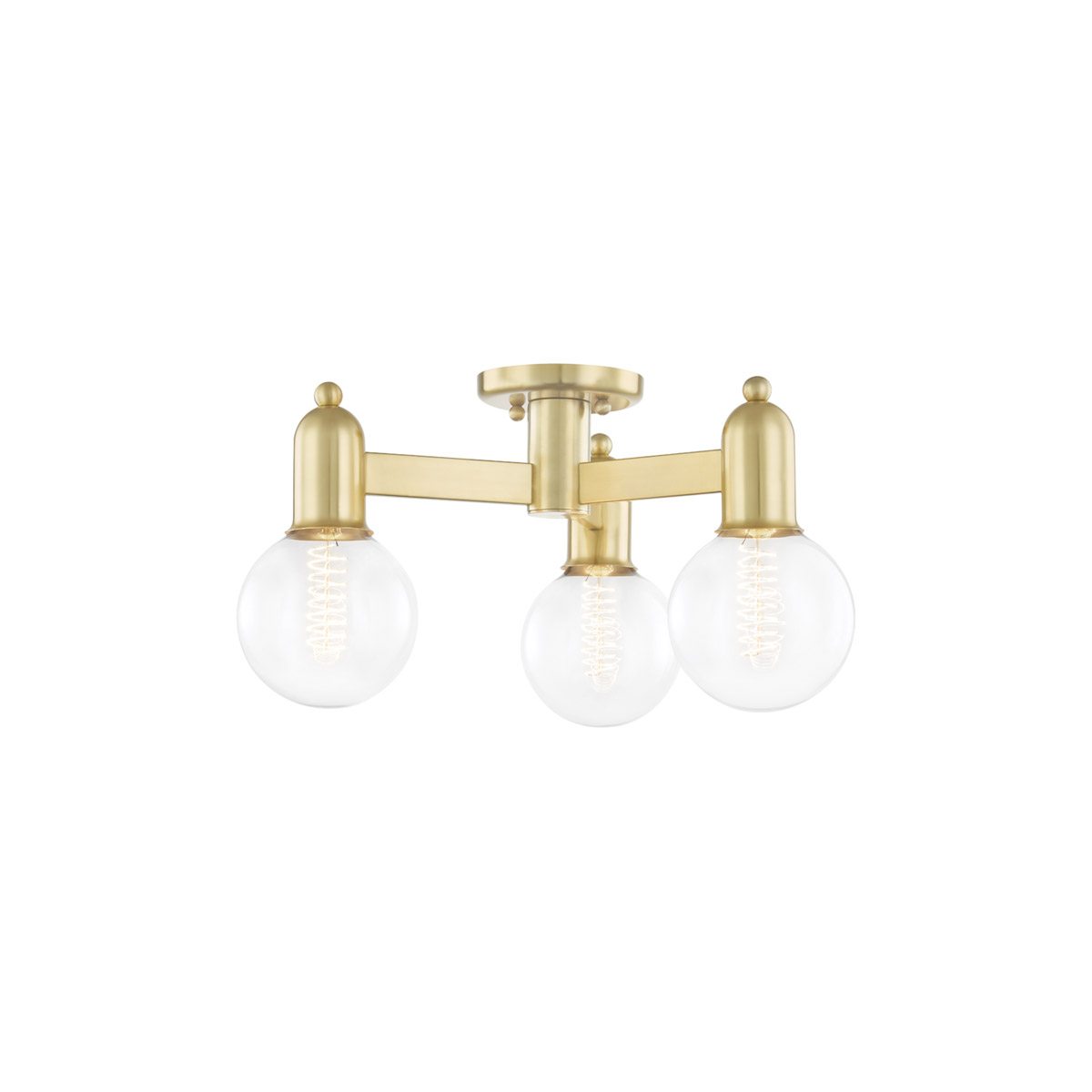 Mitzi H419603-AGB Bryce 3 Light 18 inch Aged Brass Semi Flush Ceiling Light