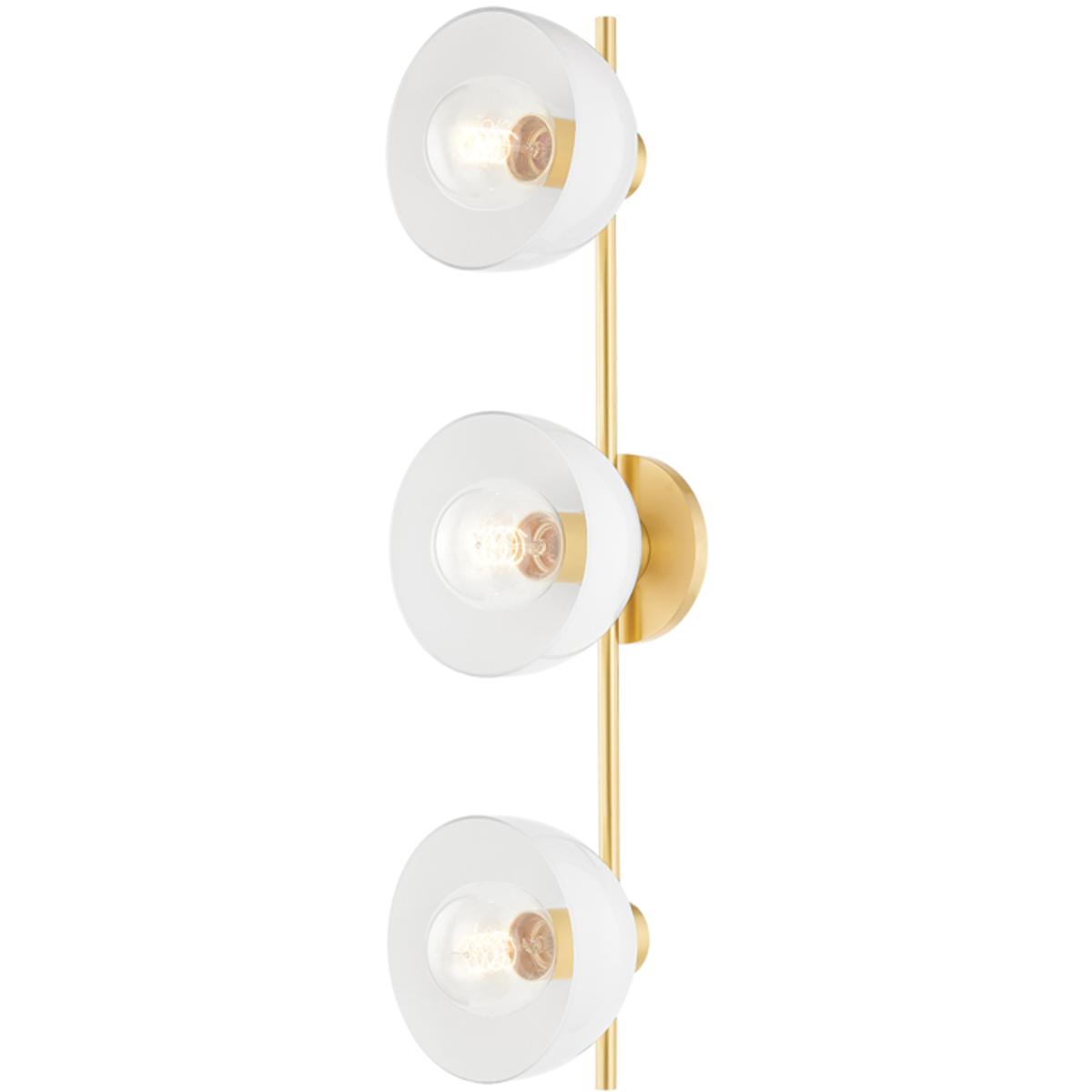Mitzi H724303-AGB Belle 3 Light 26 inch Aged Brass Bath Sconce Wall Light