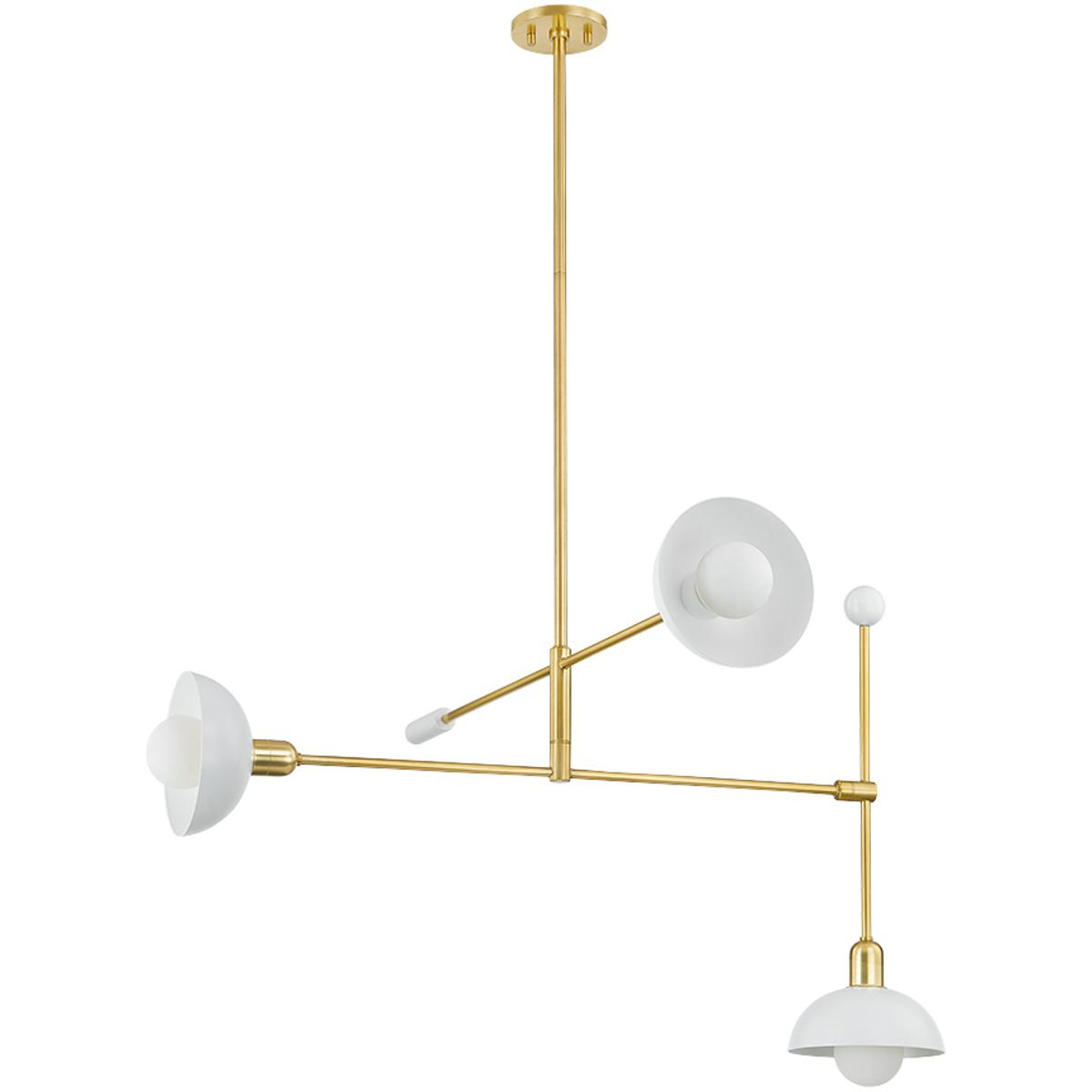 Mitzi H878803AGBSWH Billie 3 Light 36 inch Aged BrassSoft White Chandelier Ceiling Light