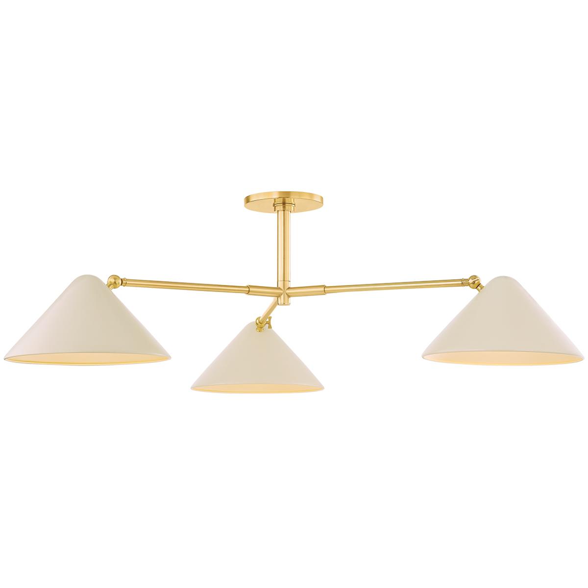 Mitzi H993603-AGB/SBQ Sonja 3 Light 52 inch Aged Brass/Soft Bisque Semi Flush Ceiling Light
