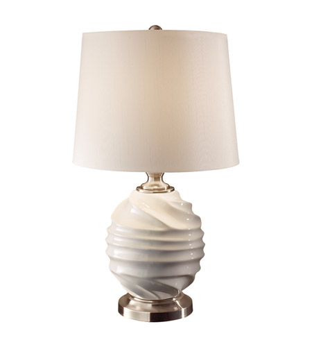 Feiss Softserve 1 Light Table Lamp in Vanilla and Brushed Steel 10188VNL/BS