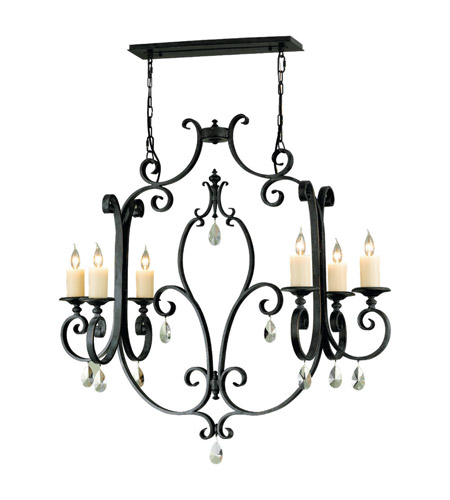 Feiss Kings Table 6 Light Chandelier in Antique Forged Iron F2278/6AF photo