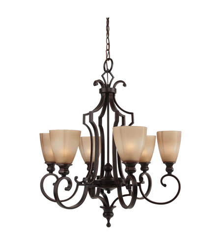 Feiss Russell 6 Light Chandelier in Pecan F2549/6PCN photo