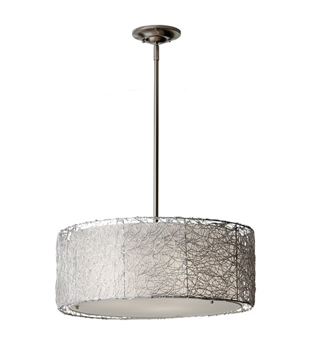 Feiss F2702/3BS-F Wired 3 Light 20 inch Brushed Steel Chandelier Ceiling Light in Fluorescent 