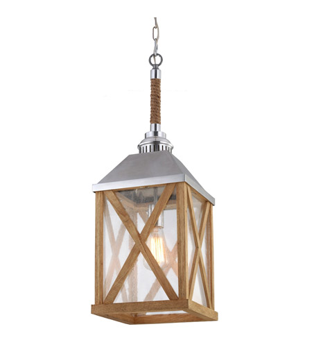 Feiss F2956/1NO Lumiere 1 Light 10 inch Natural Oak and Brushed Aluminum Chandelier Ceiling Light photo