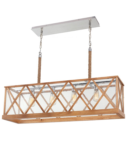Feiss F2957/4NO Lumiere 4 Light 9 inch Natural Oak and Brushed Aluminum Pendant Chandelier Ceiling Light