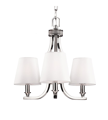 Feiss F2968/3PN Pave 3 Light 18 inch Polished Nickel Chandelier Ceiling Light
