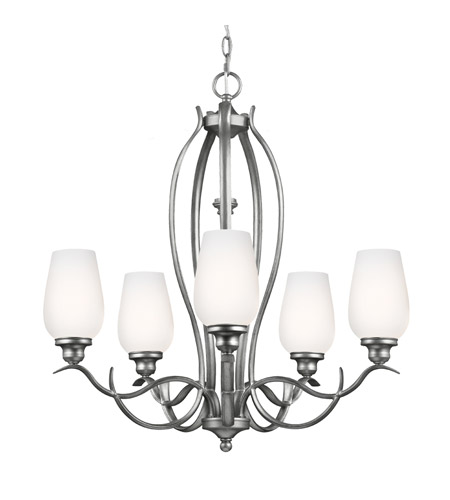 Feiss F3002/5HTSL-F Standish 5 Light 26 inch Heritage Silver Chandelier Ceiling Light in Fluorescent photo