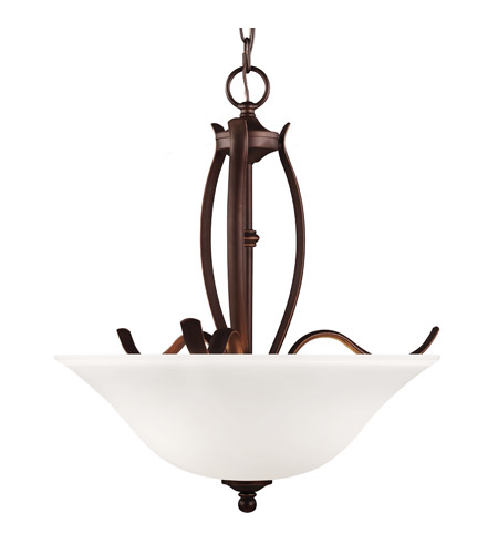 Feiss F3003/3ORBH-F Standish 3 Light 18 inch Oil Rubbed Bronze with Highlights Uplight Chandelier Ceiling Light in Fluorescent photo